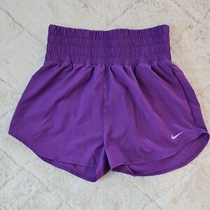 Nike DRI FIT Women's High Waist Vibrant Purple Athletic Shorts